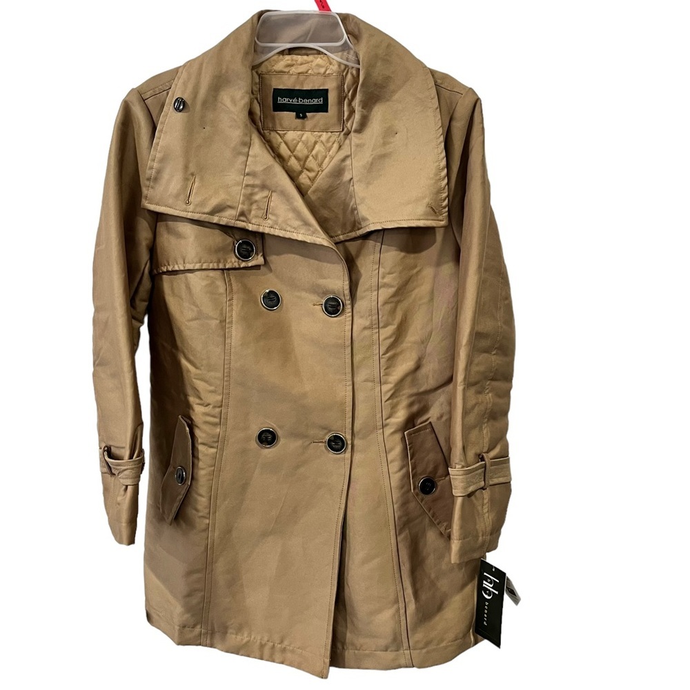 Harve Bernard Beige Jacket Water Resistant Coat Cute Beige Long Sleeve Coat NWT